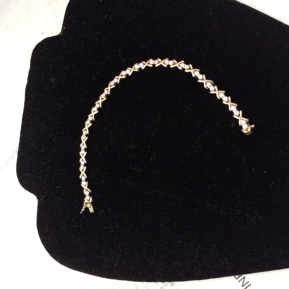 🤍💛Kisses & Hugs X's & O's Gold Tone Over 925 Silver Stamped Bracelet Size: 7"